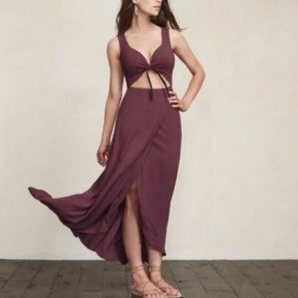 Reformation Kai Pink Purple Cutout Long Wrap Dress Size X-Small - Picture 1 of 8